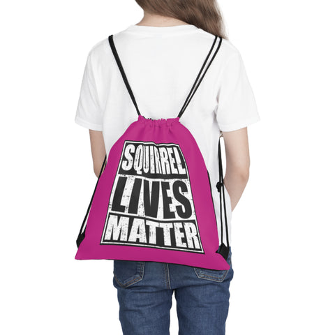 Squirrel Lives Matter Outdoor Drawstring Bag (Pink)