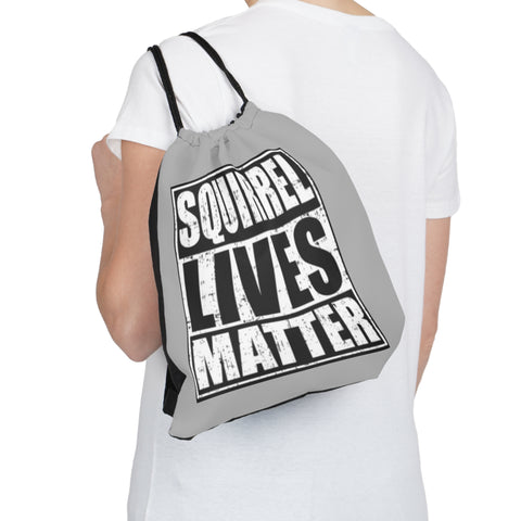 Squirrel Lives Matter Outdoor Drawstring Bag (Grey)