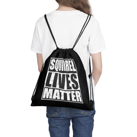 Squirrel Lives Matter Outdoor Drawstring Bag (Black)