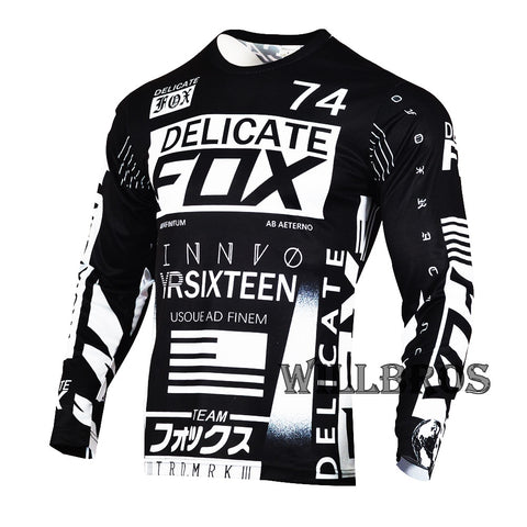 Jersey Motocross Enduro T-shirt Delicate Fox 360 Flight MX BMX DH Dirt Bike ATV UTV Dirtbike Off-road Black Summer Long Sleeve