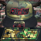 Dirty Camo Mesh Net Hat (Black on Red)