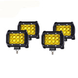 4pcs Tri-Row 4 Inch 36W White/Amber Spot Work Lights For UTV SUV Off-Road Boats Jeep RZR Rock Bumper Driving Fog Lights