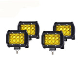4pcs Tri-Row 4 Inch 36W White/Amber Spot Work Lights For UTV SUV Off-Road Boats Jeep RZR Rock Bumper Driving Fog Lights
